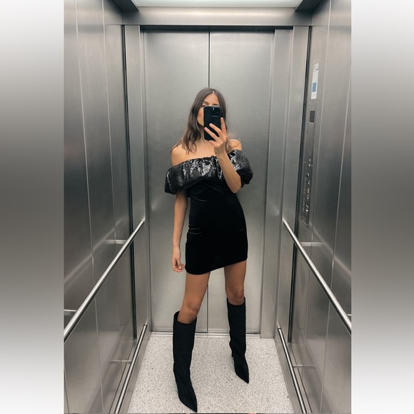 ZARA Velvet Sequin Mini Dress - Picture 8 of 8